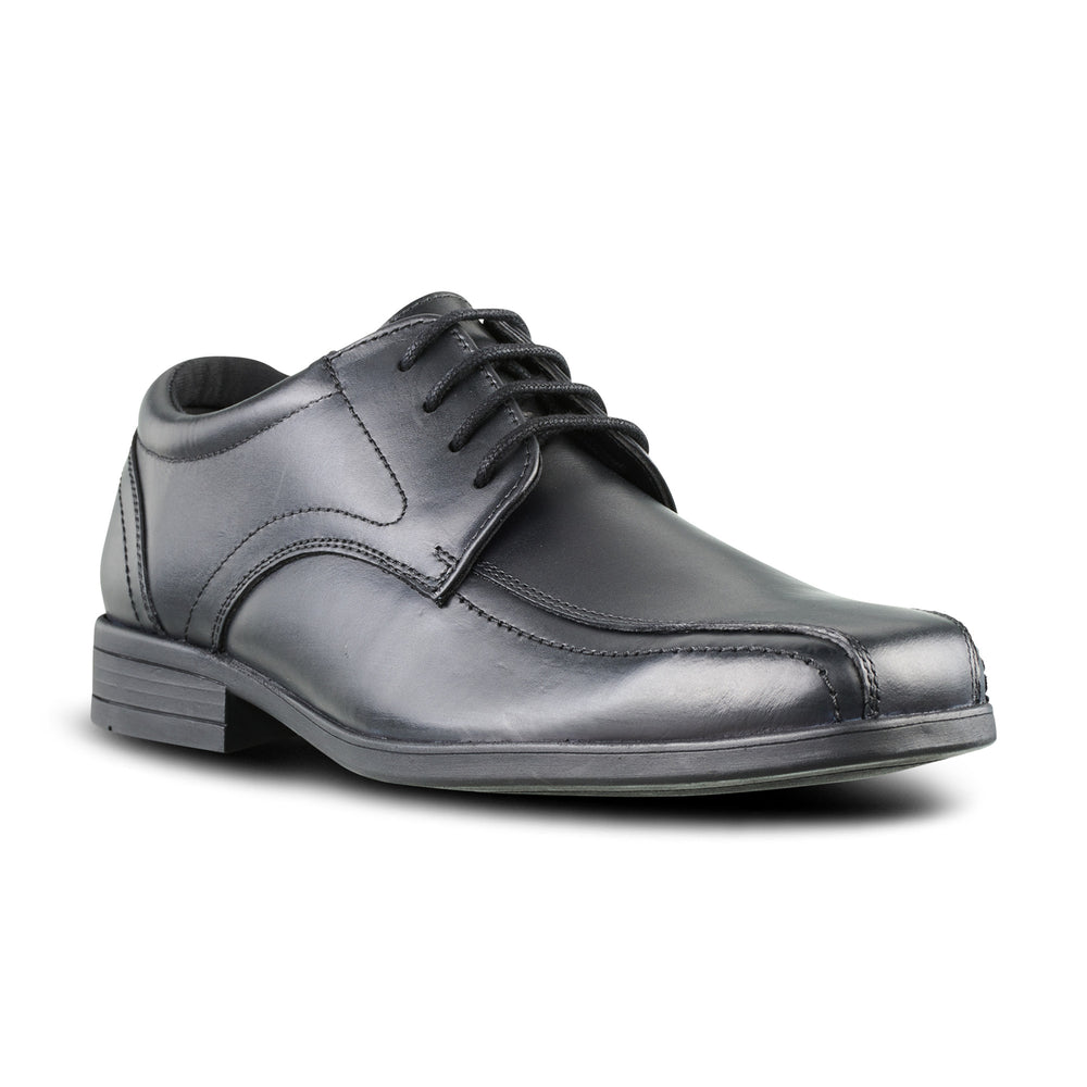 Edward black lace-up leather school shoe from Term, the epitome of style and comfort for senior school age children.