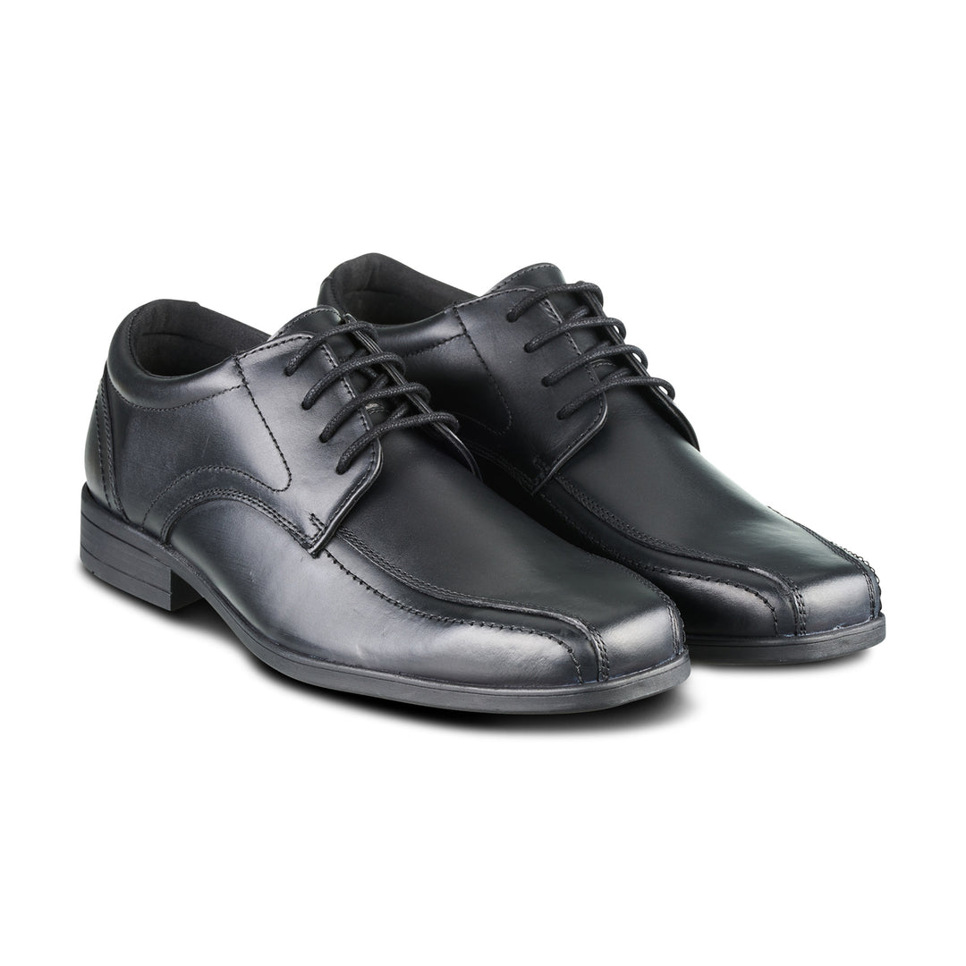 Pair of black leather lace up school shoes