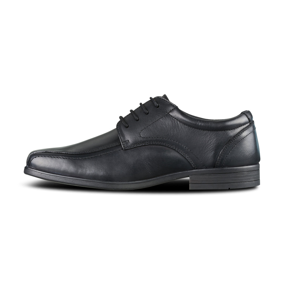 boys black leather lace up school shoe