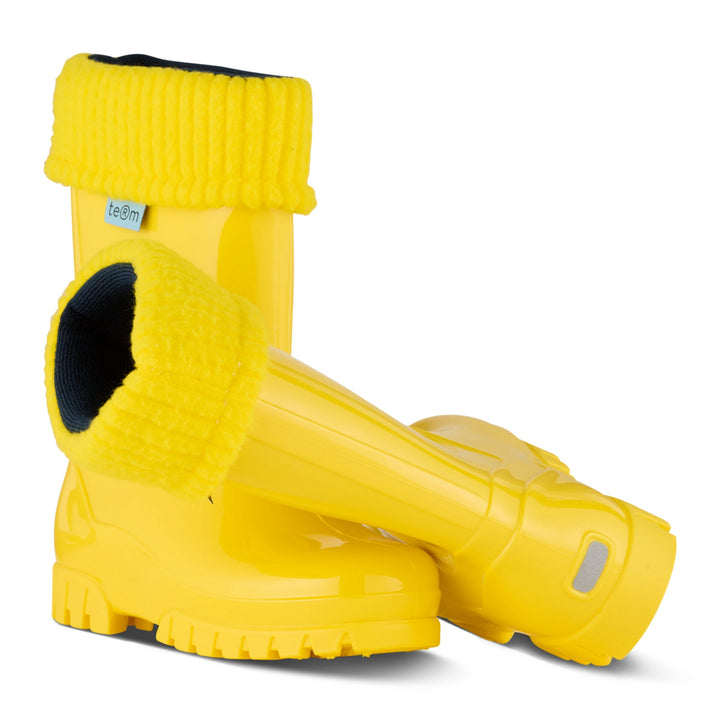 ROLLTOP YELLOW  SHINY WELLIES WITH SOCKS - Term Footwear