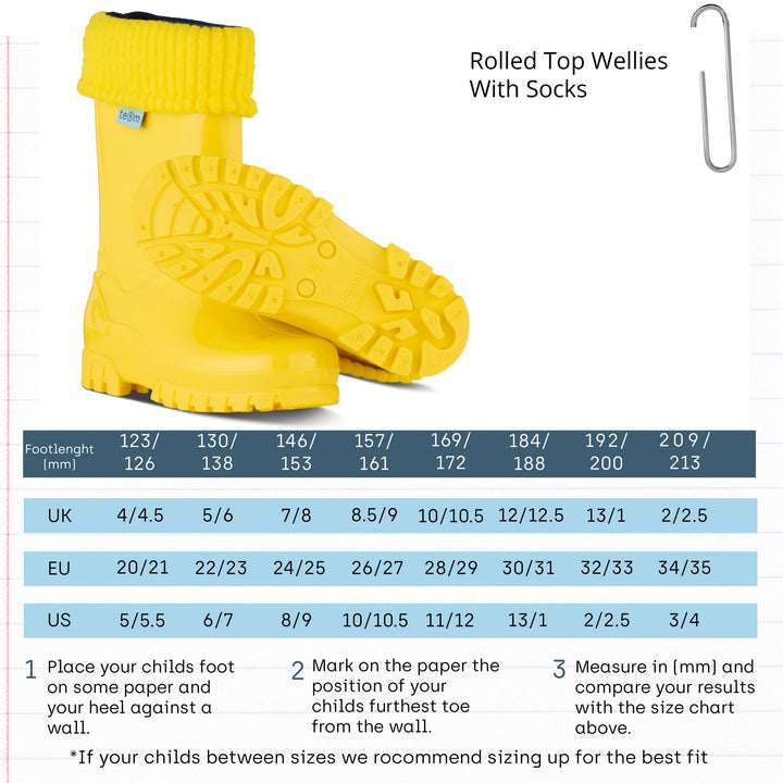 ROLLTOP YELLOW  SHINY WELLIES WITH SOCKS - Term Footwear