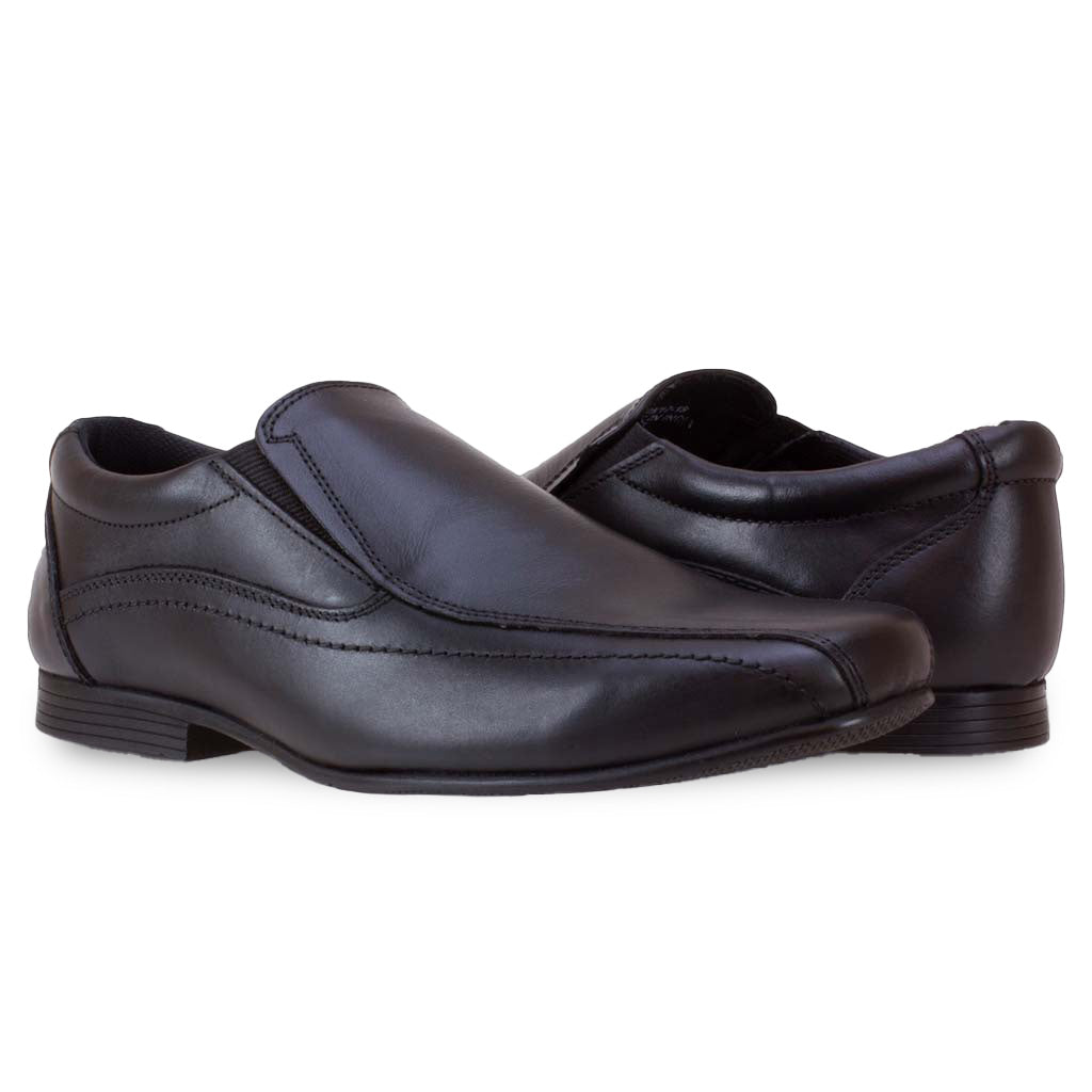 STAN BLACK LEATHER POINTED SLIP ON - Term Footwear