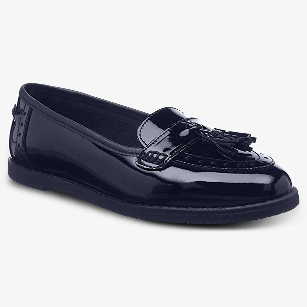 Girls black patent hot sale loafers