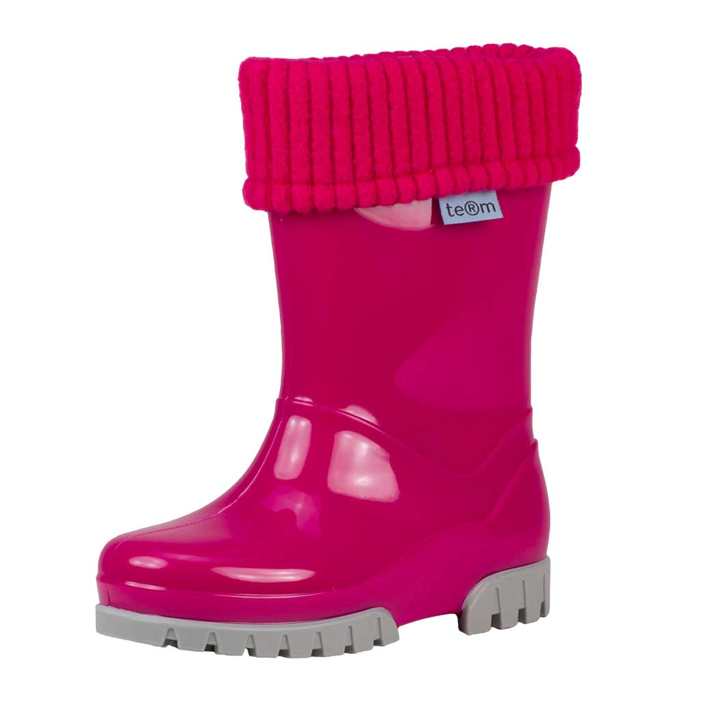 Girls Rolltop Pink Wellies by Term Footwear