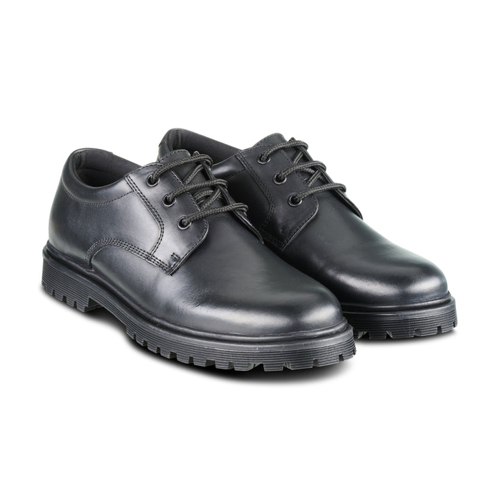 Boys black lace up leather school shoes