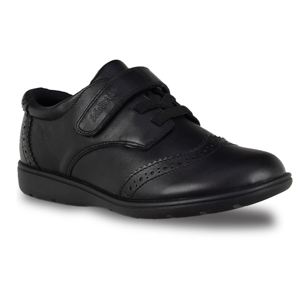 CARINA BLACK LEATHER LACE UP & TOUCH TAPE - Term Footwear