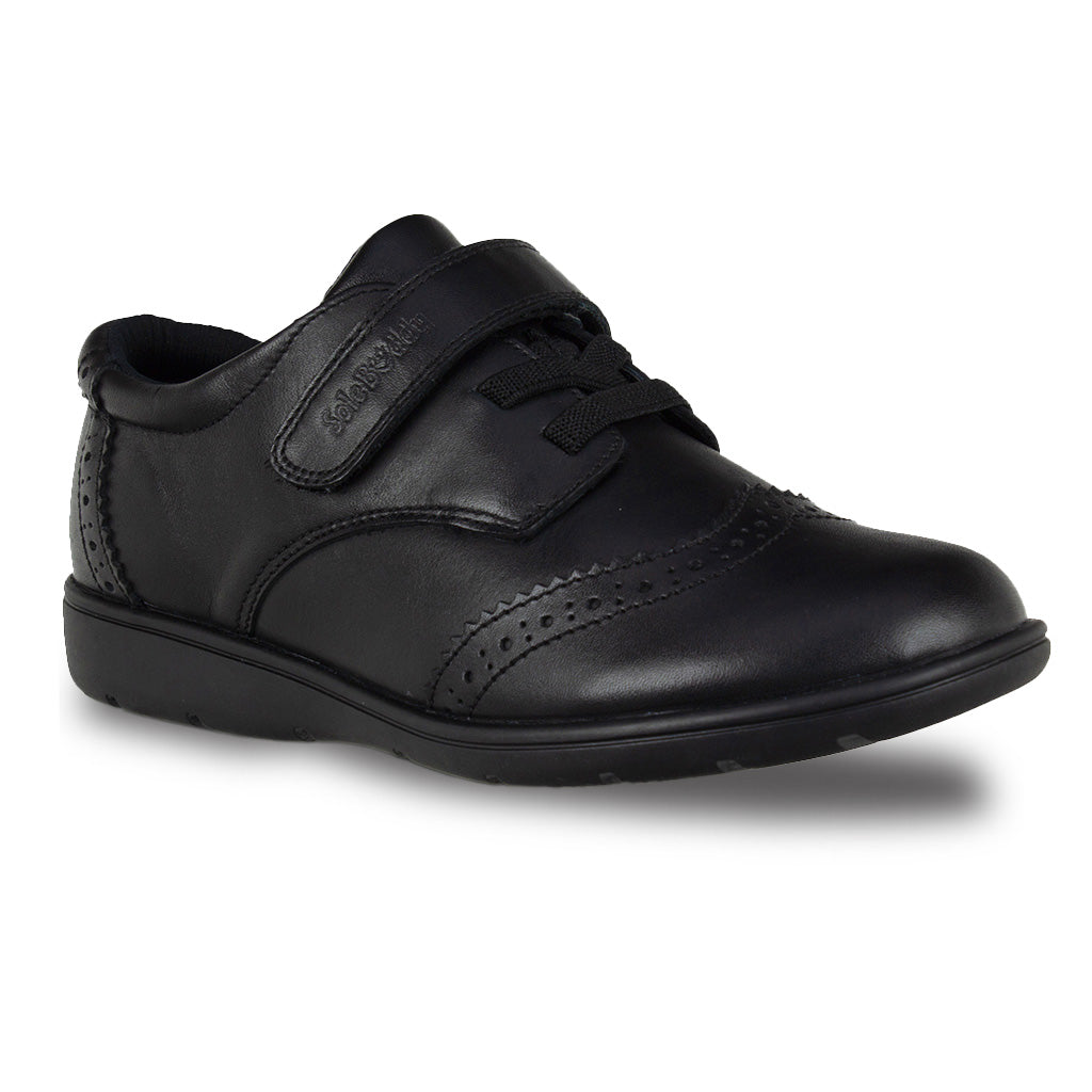 CARINA BLACK LEATHER LACE UP & TOUCH TAPE - Term Footwear 