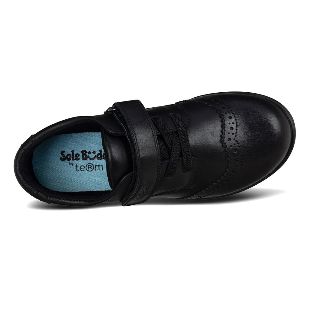 CARINA BLACK LEATHER LACE UP & TOUCH TAPE - Term Footwear