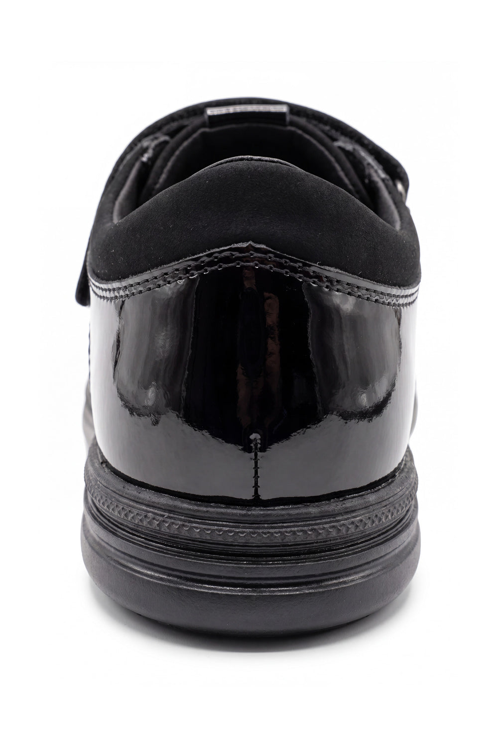 Emeline Girls' Black Patent Touch-Tape T-Bar Brogue School Shoe - Term Footwear 