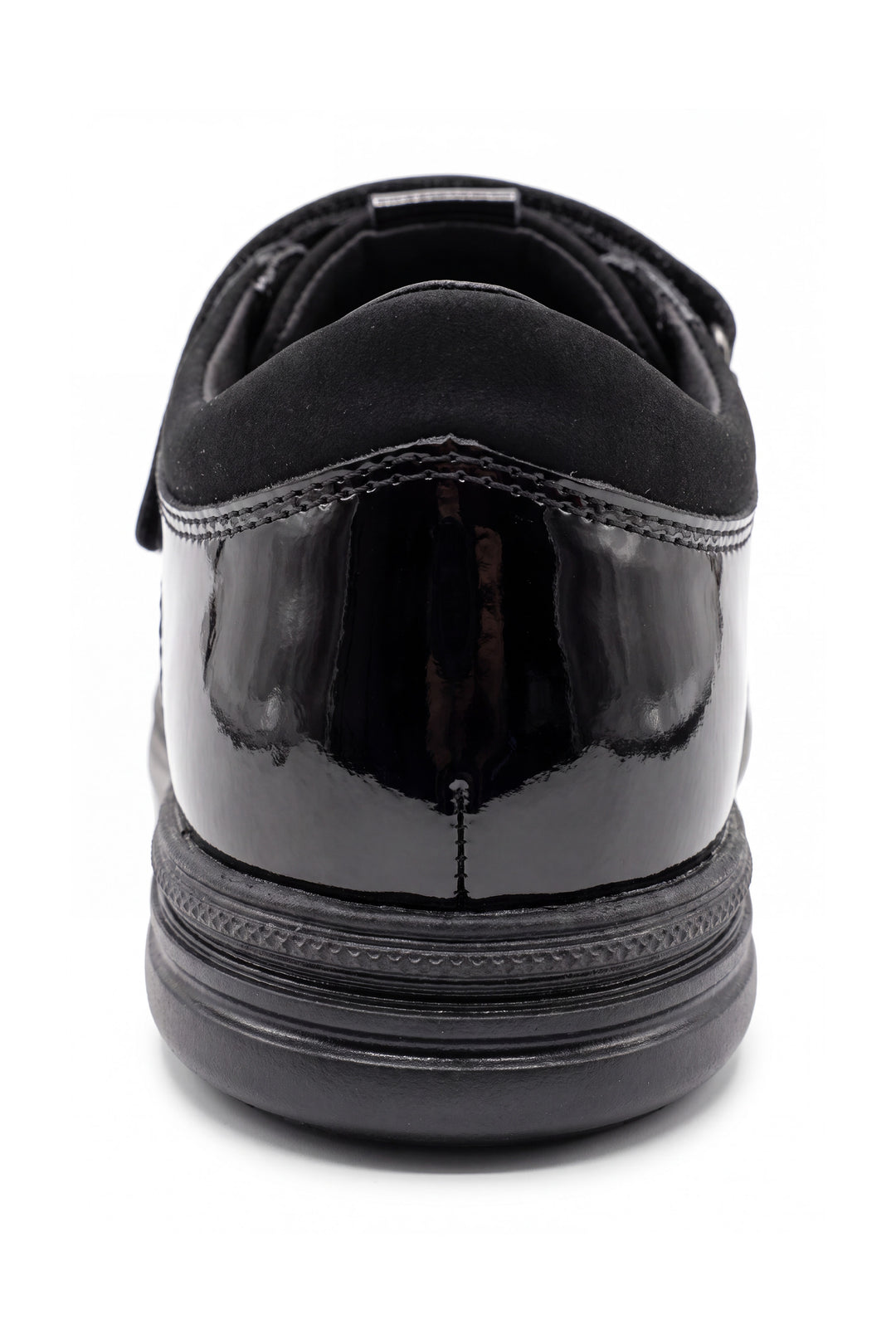 Emeline Girls' Black Patent Touch-Tape T-Bar Brogue School Shoe - Term Footwear 