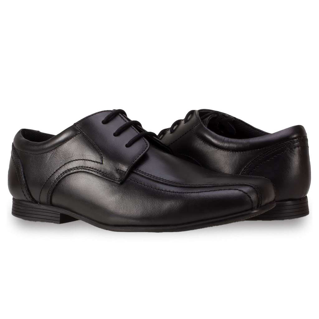 inn black leather school shoes for Senior Boys