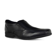 hero shot of Boys slip on black leather school shoes