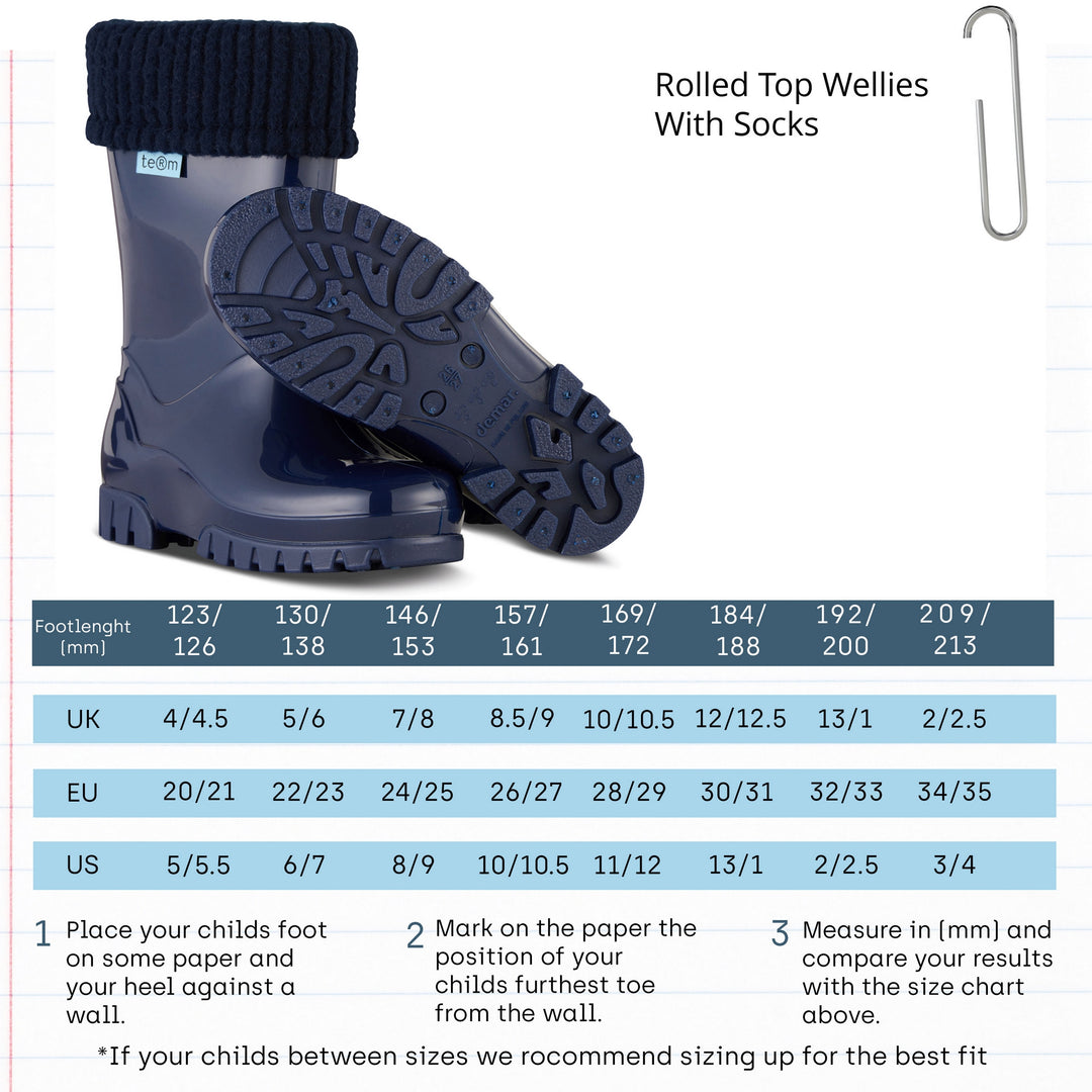 childrens wellington boots size guide