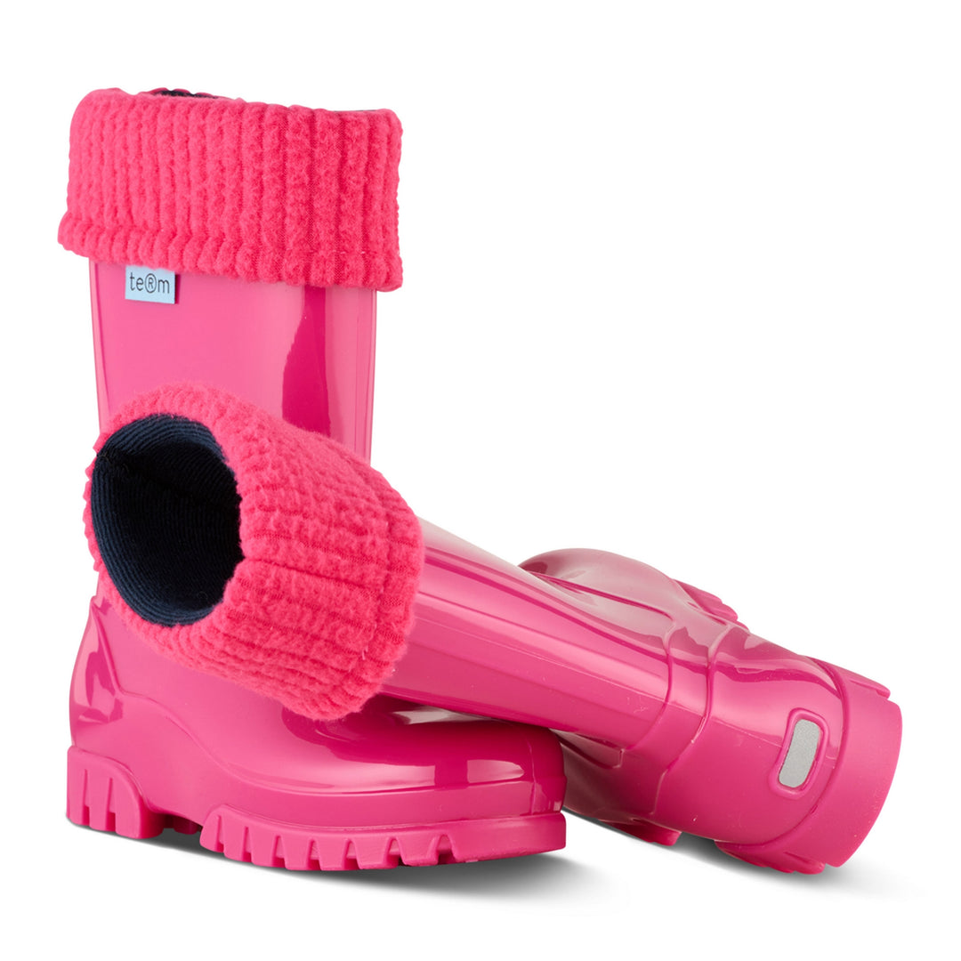 ROLLTOP PINK SHINY WELLIES WITH SOCKS