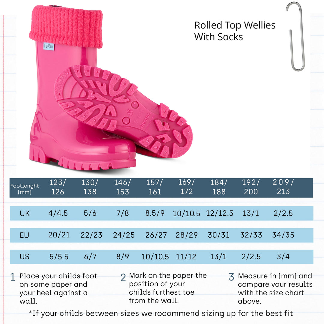Boys Mono Rolltop Pink Wellies With Welly Socks - Main Image