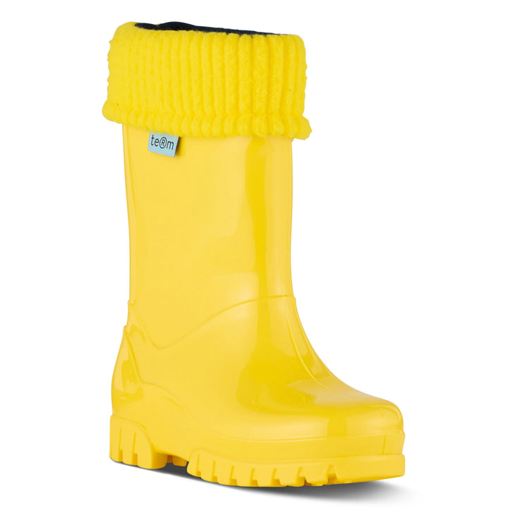 ROLLTOP YELLOW  SHINY WELLIES WITH SOCKS - Term Footwear 