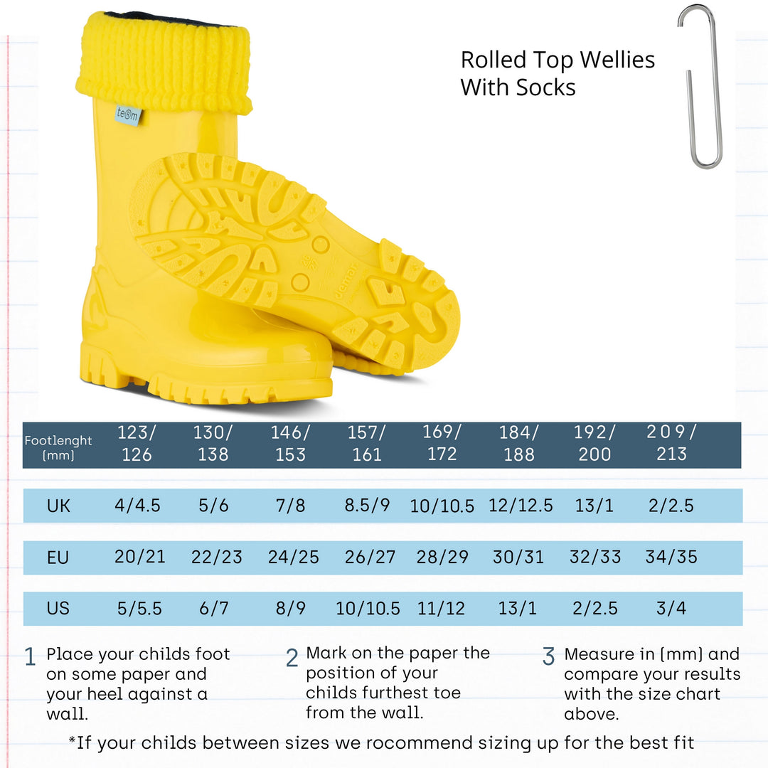 ROLLTOP YELLOW  SHINY WELLIES WITH SOCKS - Term Footwear 