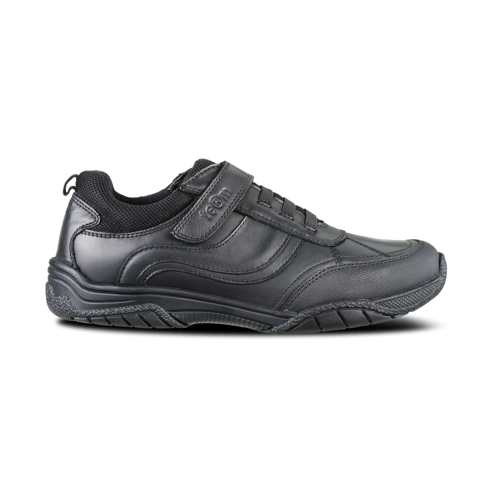 MAXX BLACK LEATHER ATHLETIC TOUCH TAPE LACE UP - Term Footwear