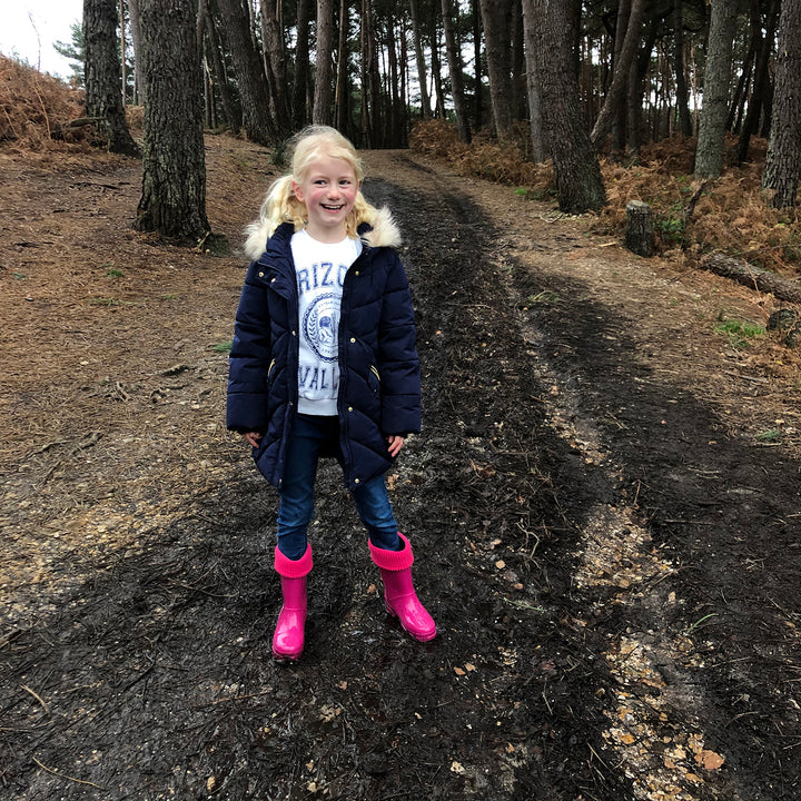 ROLLTOP PINK SHINY WELLIES WITH SOCKS - Term Footwear 