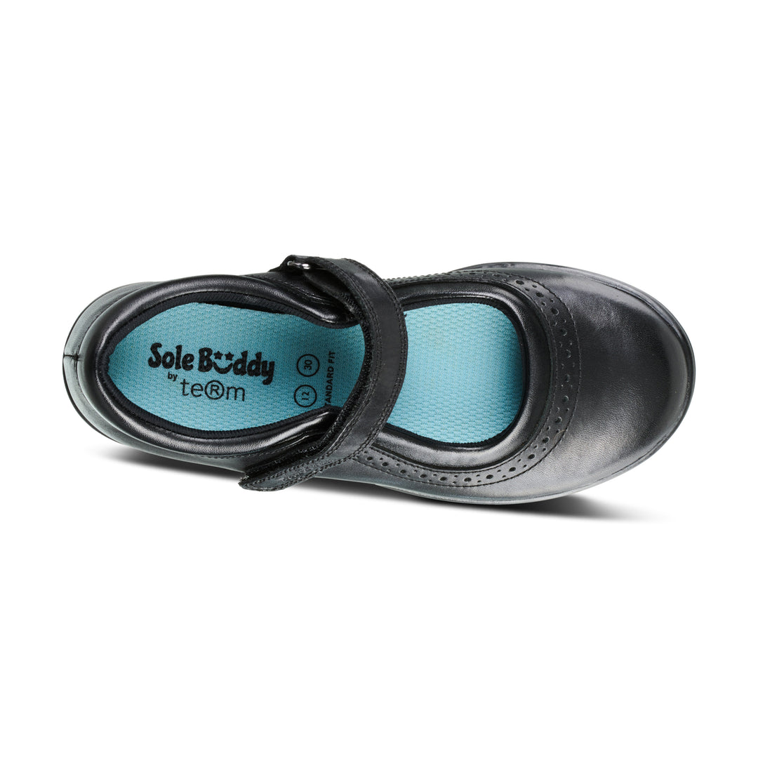 STAR BLACK LEATHER FITTED SOFT TOUCH TAPE - Term Footwear 