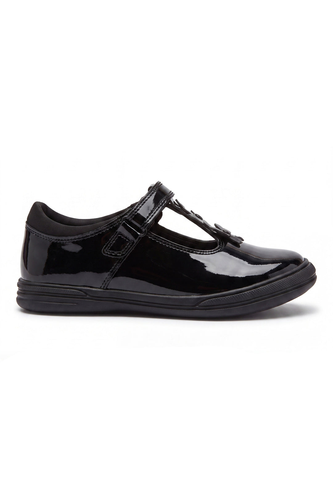 Vanessa Girls' Black Patent Butterfly T-Bar School Shoe - Term Footwear 