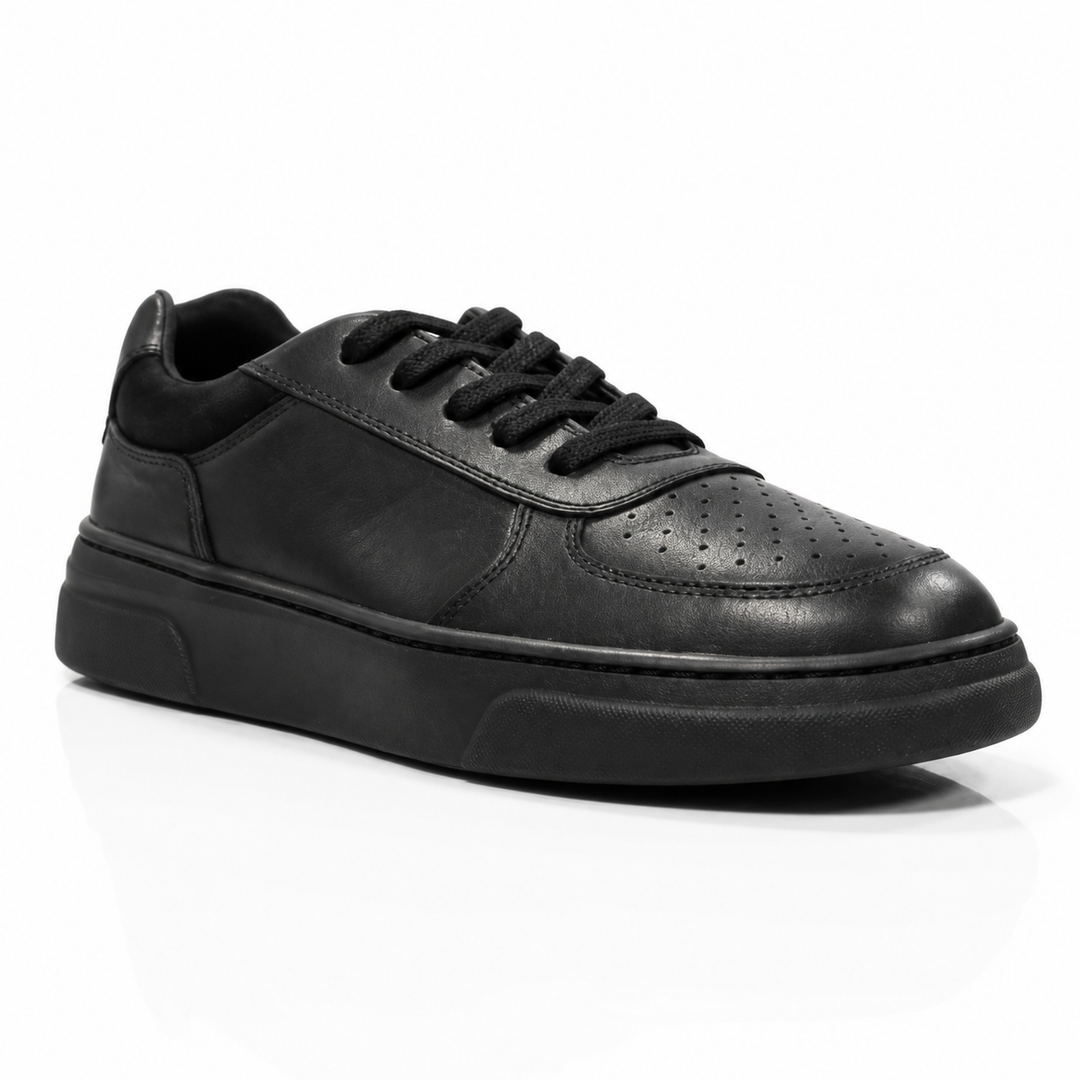 Stonecourt Unisex Black Leather Lace-Up School Shoe