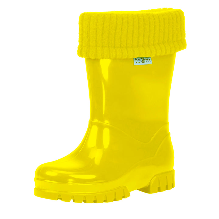 Kids yellow welly with fitted sock