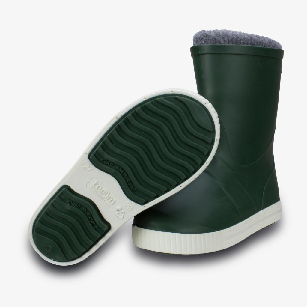 Wave Sock Lined Children's Welly Boots  Green - Term Footwear 