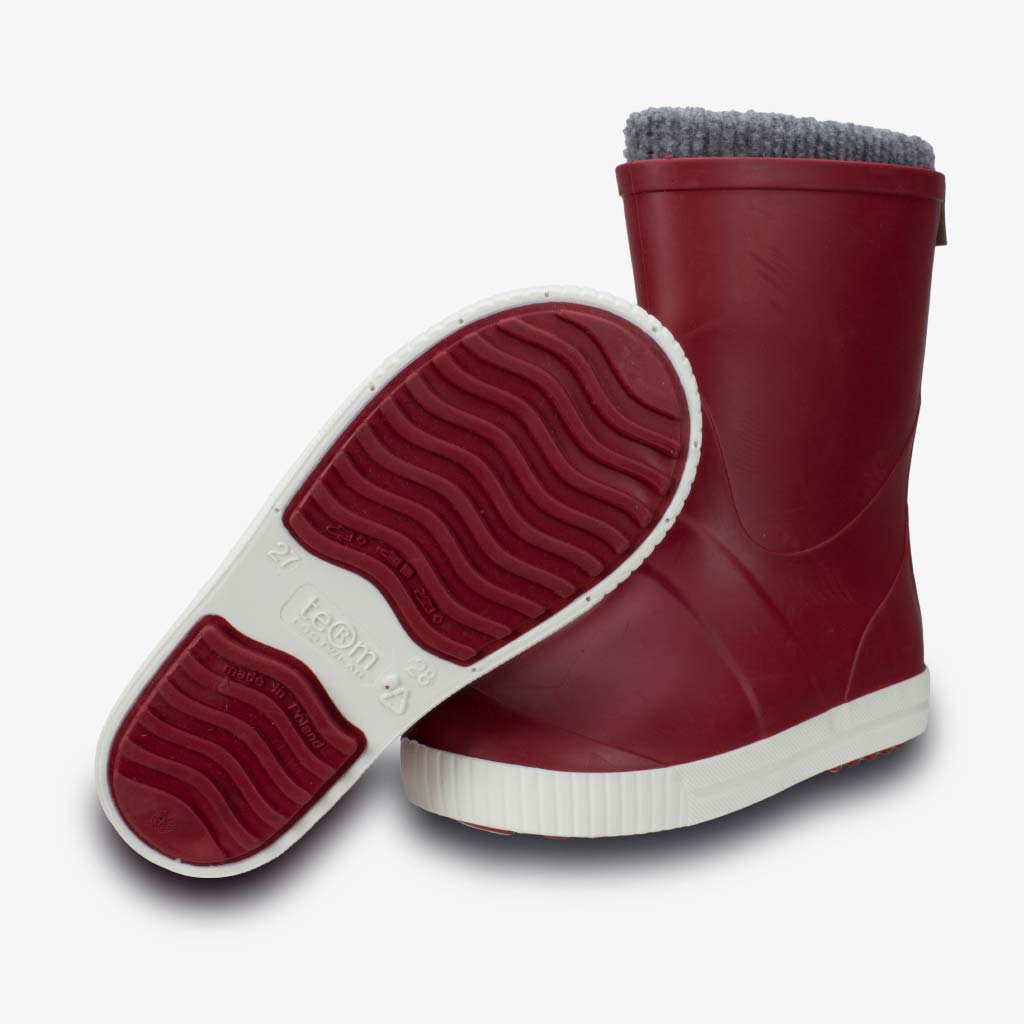 Wave Sock Lined Kids Wellington Boots Red - Term Footwear