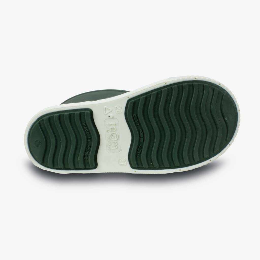 Wave Sock Lined Junior Wellies Green - Term Footwear 