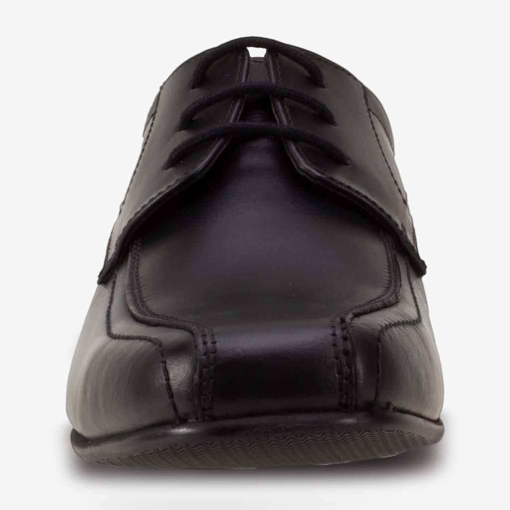 Pointy toe black leather  SENIOR BOYS LACE SCHOOL SHOE - Term Footwear 