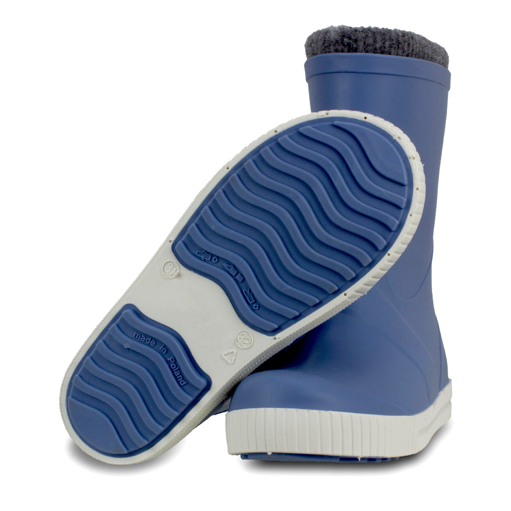 Wave Sock Lined Boys Wellington Boots Light Blue - Term Footwear