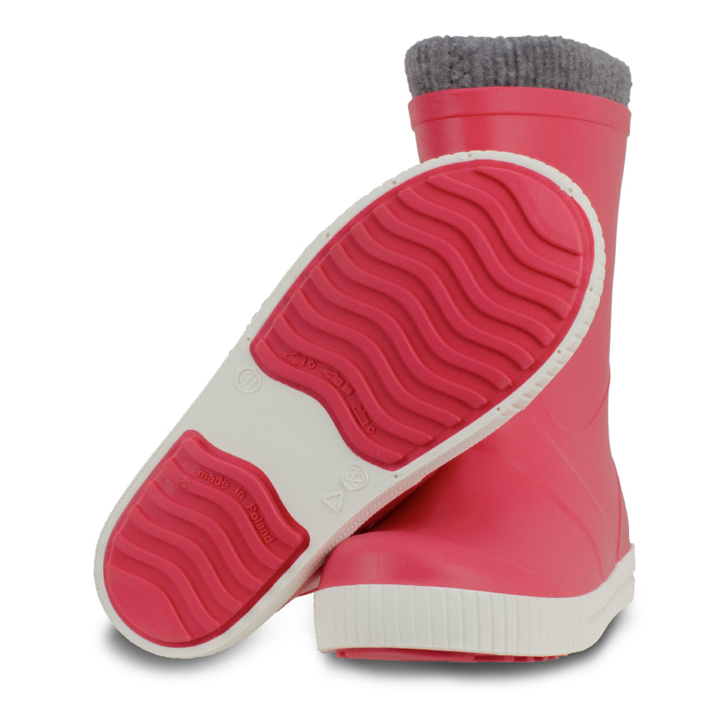 Wave Sock Lined Girls Pink Wellington Boots - Term Footwear