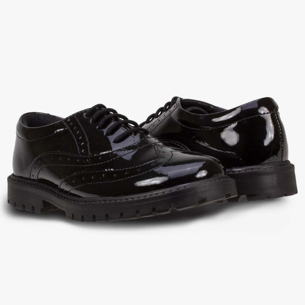 SOPHIA PATENT GIRLS BROGUE WITH CHUNKY SOLE - Term Footwear