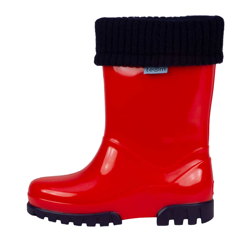 RED SHINY WELLIES WITH SOCKS - Term Footwear 