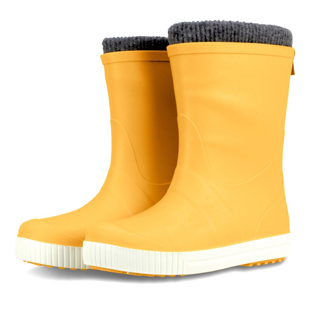 Wave Sock Lined Kids Wellies Yellow - Term Footwear