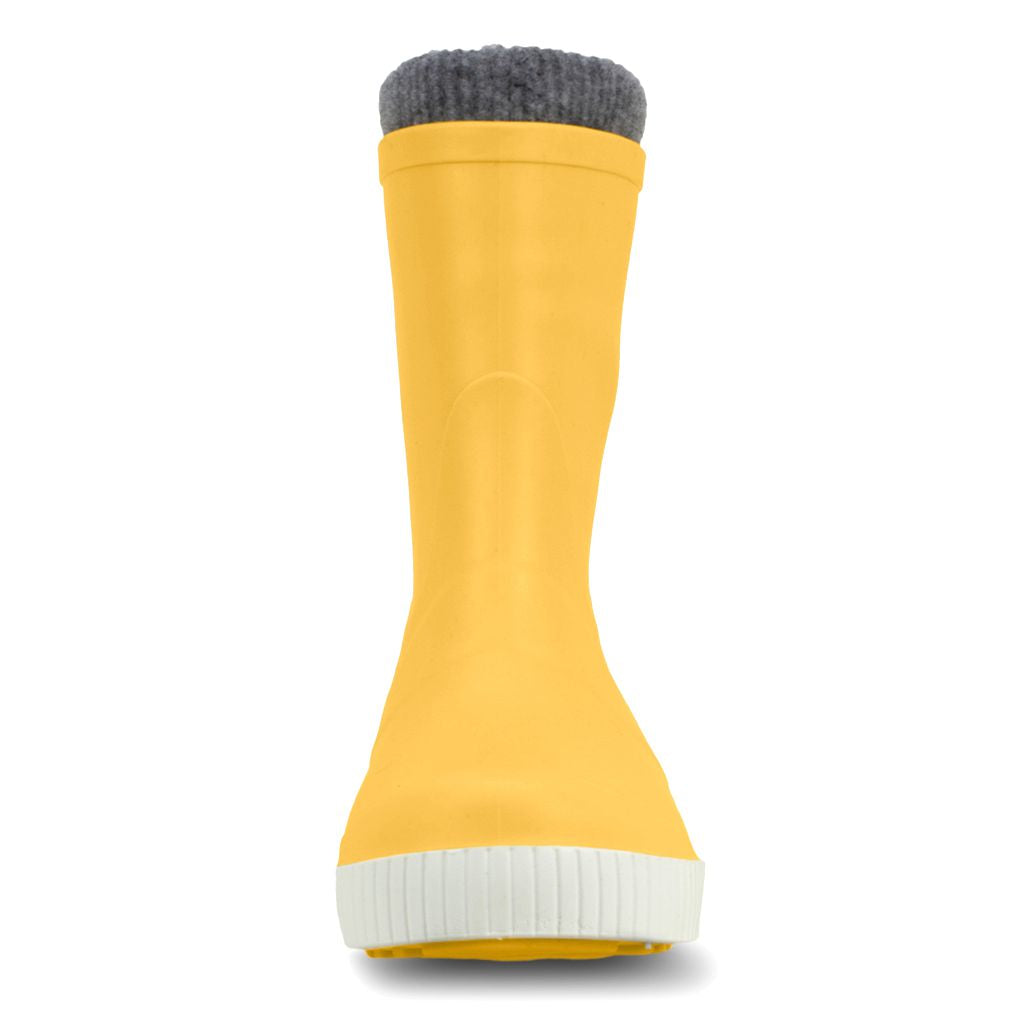 Wave Sock Lined Kids Wellington Boots Yellow - Term Footwear