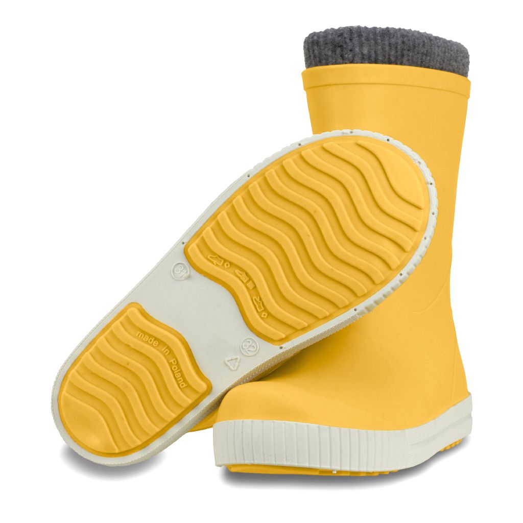 Wave Sock Lined Childrens Wellington Boots Yellow - Term Footwear