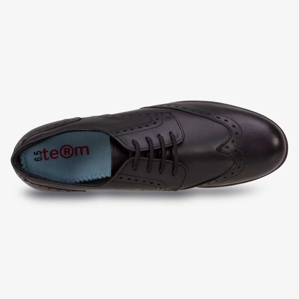 MEGHAN LEATHER SENIOR GIRLS LACE BROGUE WIDE FIT - Term Footwear 